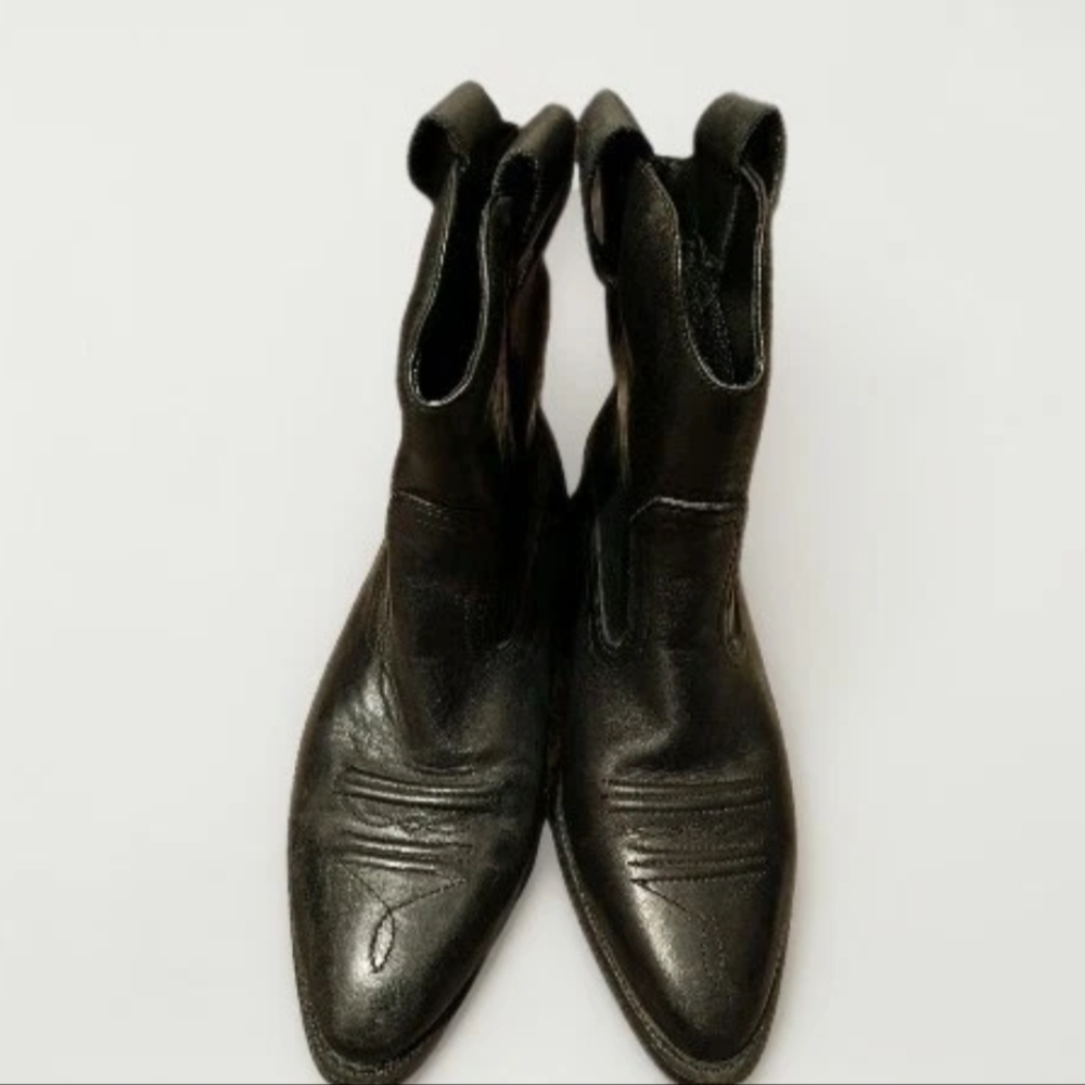 Women's VTG Sam And Libby Black Short Cowboy Boots Size 8 1/2